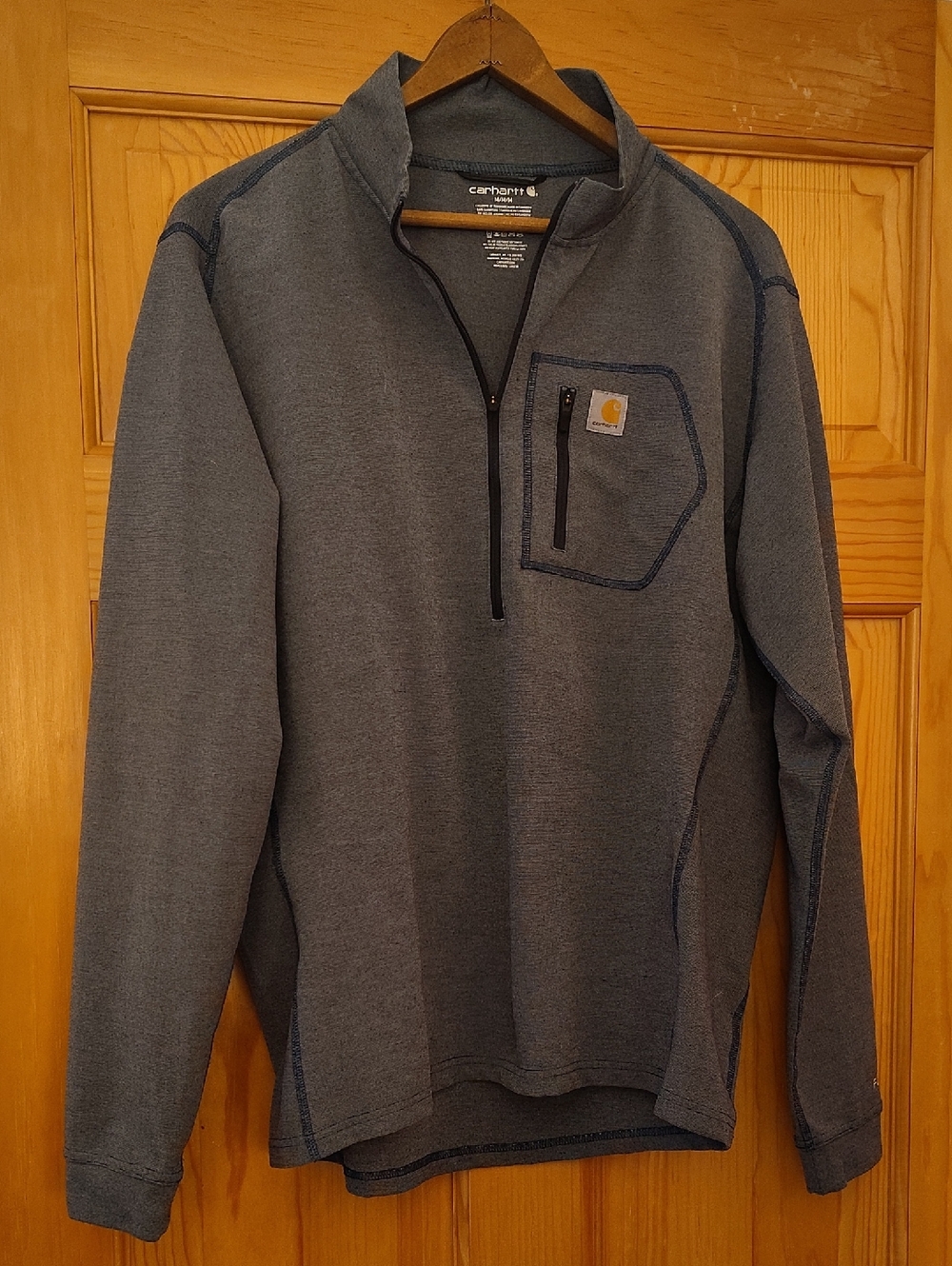 Carhartt Blue Quarter-Zip Pullover with Chest Zip Pocket Thermal